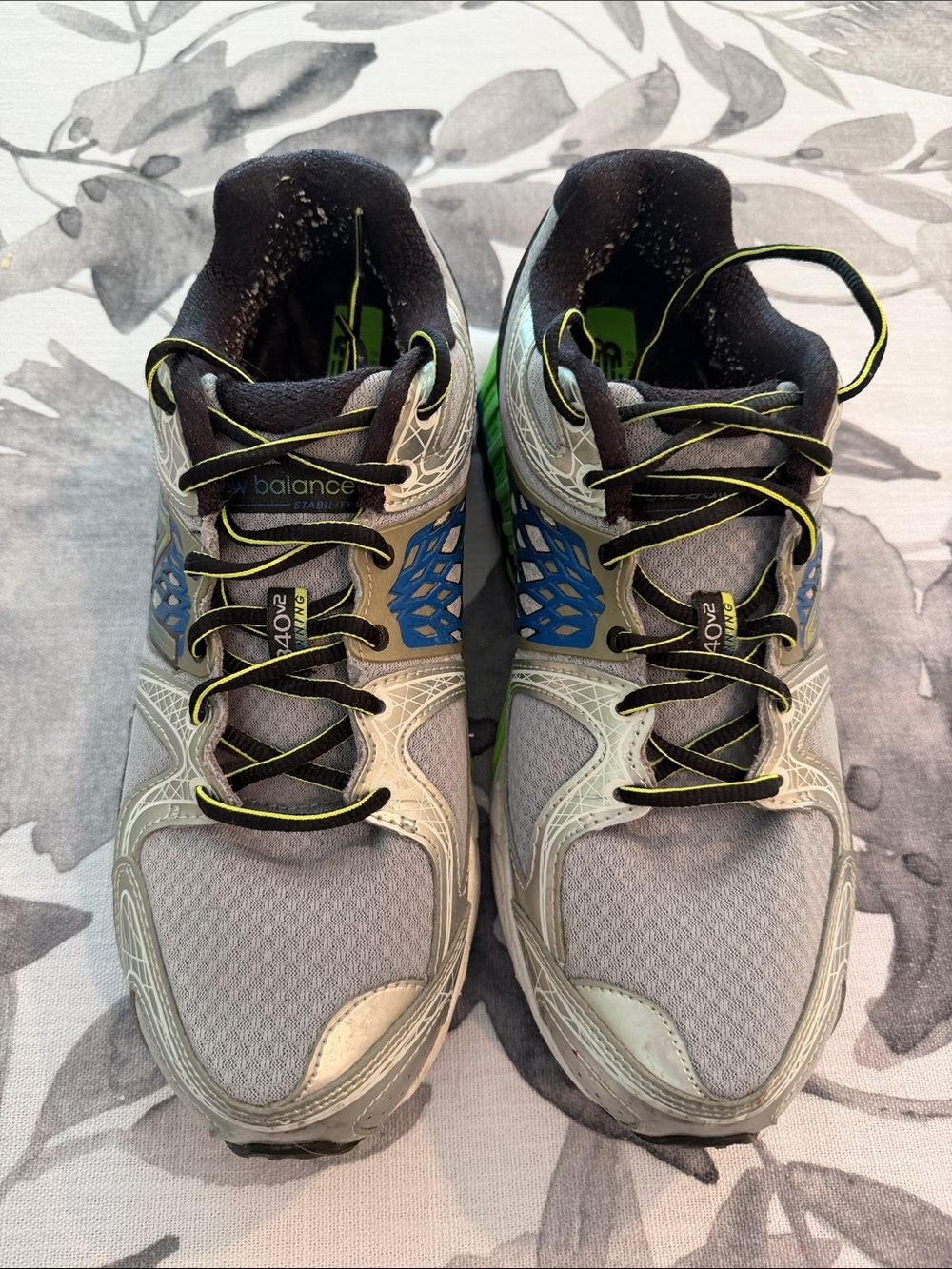 New Balance Grey and Blue Running Sneakers with Neon Trim 1340v2